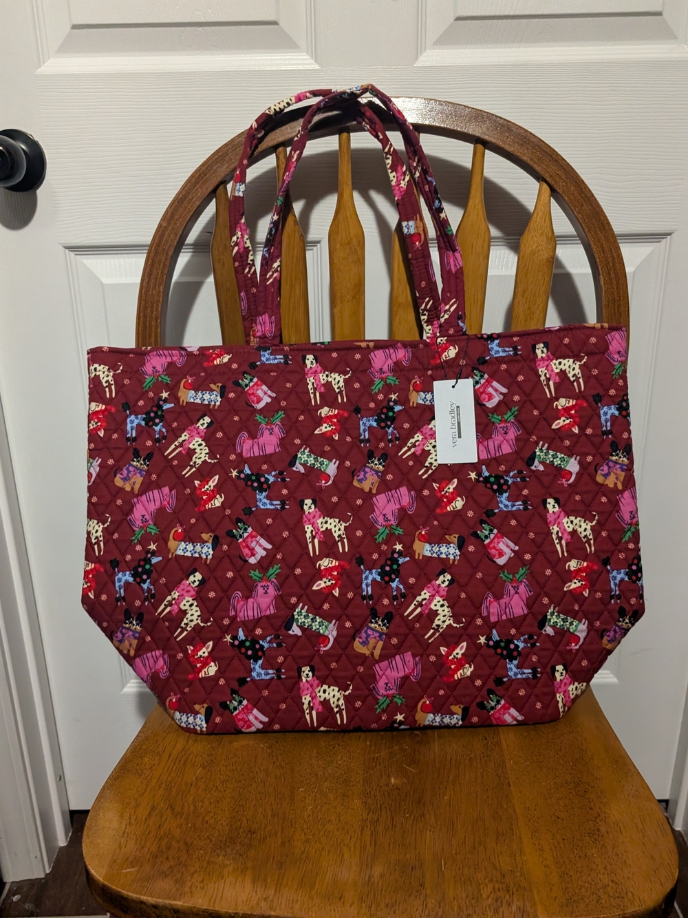Vera Bradley Quilted Patterned Tote Bag - Maroon